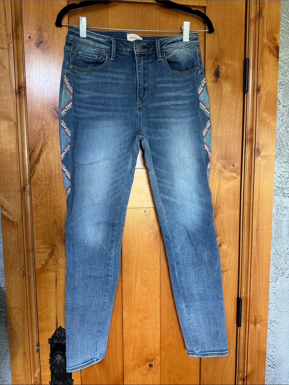 Driftwood Embroidered Denim High Rise Jeans